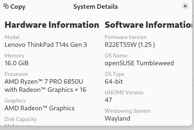 First expriments with <a href="/gnome/">GNOME</a> 47 on <a href="/openSUSE/">openSUSE Linux</a> #Tumbleweed