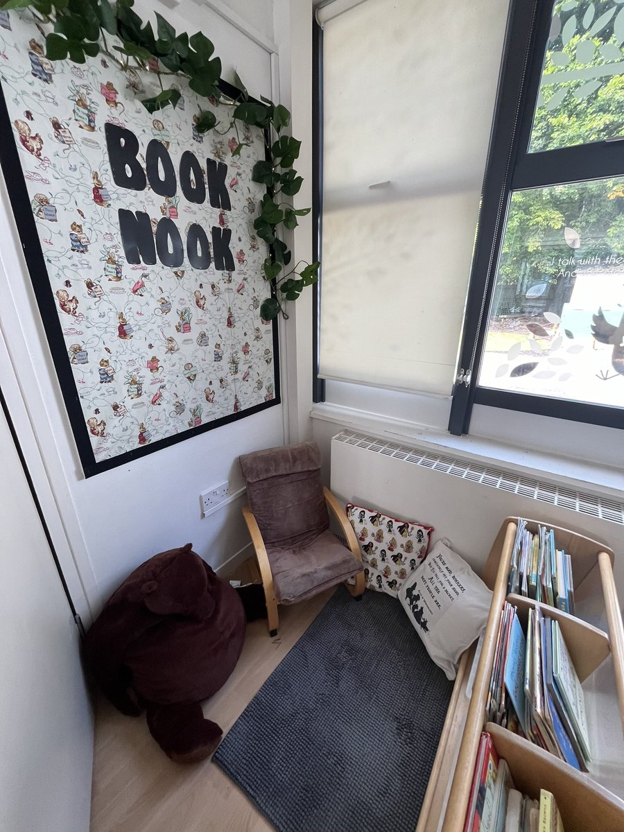 Tucked the book nook behind a door to make the most of a dead space and to help the littlies feel hidden #nursery #eyfs <a href="/EYTalking/">EYTalking</a>