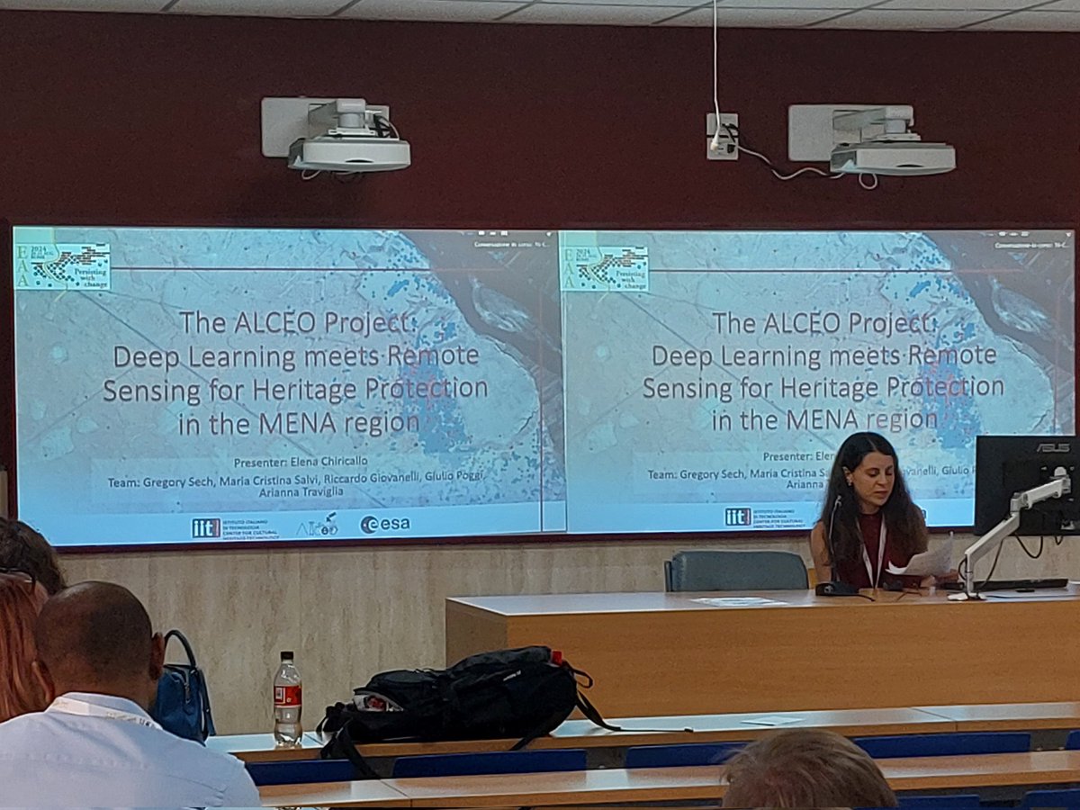DeodatoTapete's tweet photo. From #floods to #looting #illegalexcavations 
Elena Chirichello from @IITalk @ccht_venice illustrating the #ArtificialIntelligence system to counter #looting holes with #DeepLearning in the framework of @ESA_EO #ALCEO project
@Riccardo_G @VEiLProject https://t.co/1pS8N25s2X