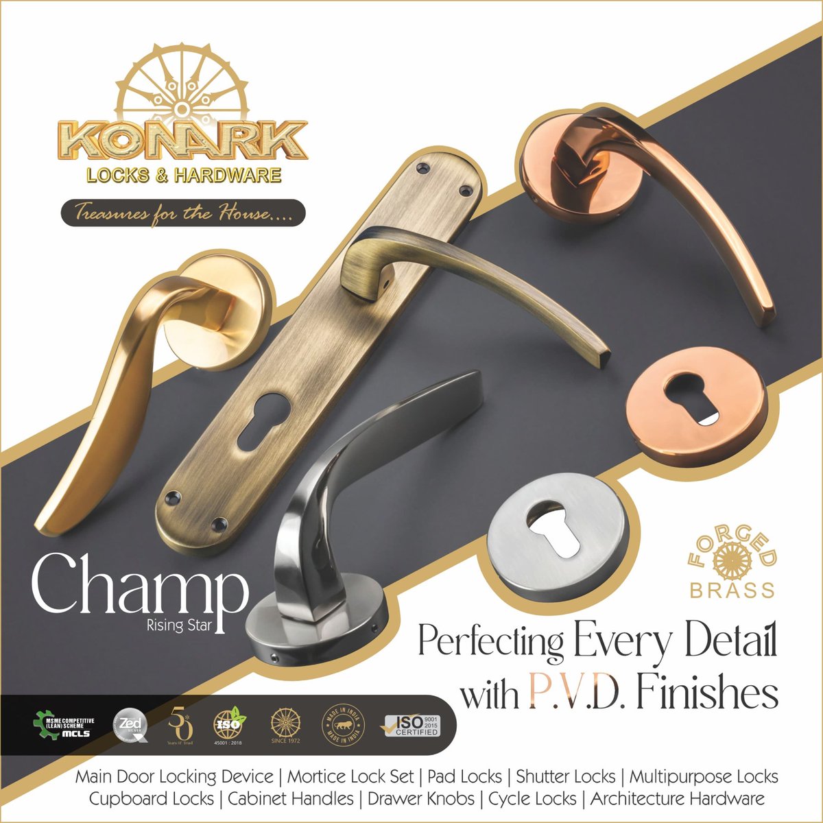 HardwareSamachr's tweet image. Explore timeless designs with P.V.D. finishes at Konark Locks &amp;amp; Hardware.
#Konark #KonarkLocks #KonarkHardware #50YearsOfTrust #HomeDecor #HomeImprovement #BuildingMaterials #BuildersHardware #HomeImprovement