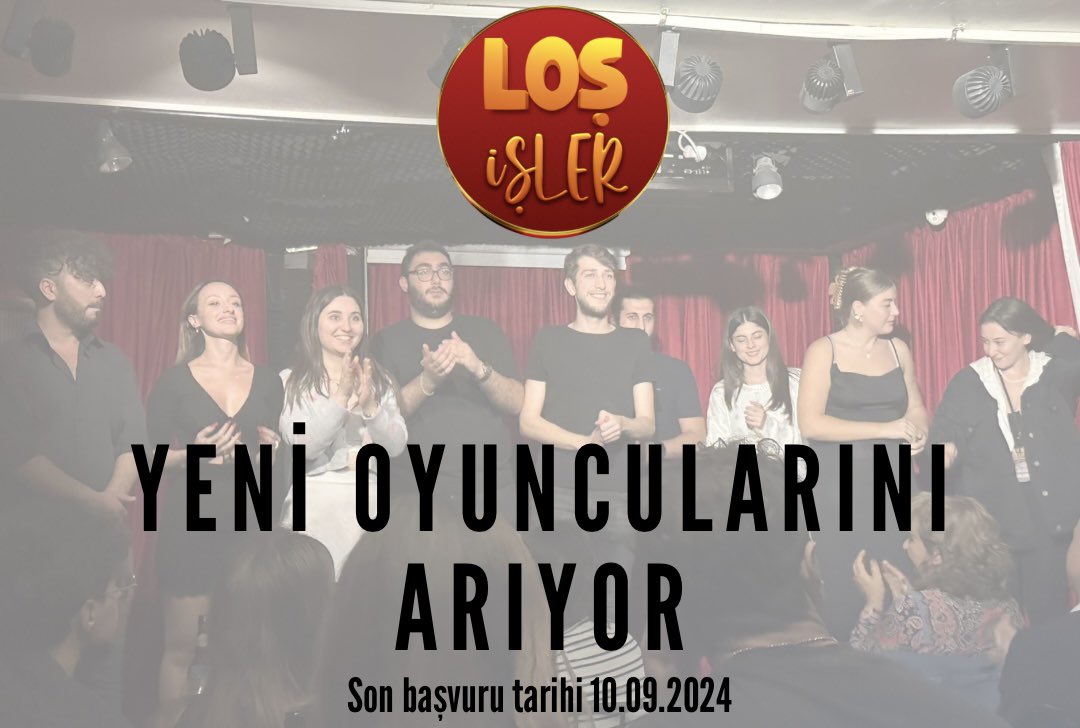 Loş İşler Yeni Oyuncularını Arıyor.

-Başvuruda bulunacak arkadaşlarımız özgeçmişiniz ile birlikte dilediğiniz bir komedi audition parçasını,

losisler@hotmail.com adresine gönderebilirsiniz.

Son başvuru tarihi 10.09.2024/23:59