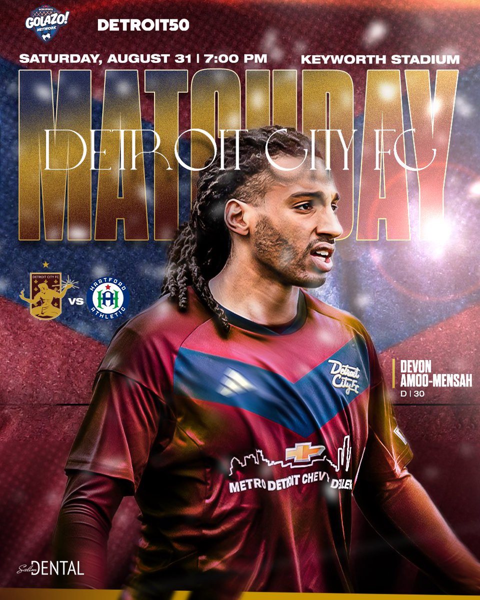 Playing for the crest, playing at home, playing for all three points 📊

It’s matchday in the <a href="/USLChampionship/">USL Championship</a>: We host Hartford Athletic in a 7 PM kickoff.

Tune-in on the CBS Golazo Network, and locally on Detroit50 📺

🎟: seatgeek.com/detroit-city-f…

#DCTID | #DETvHFD