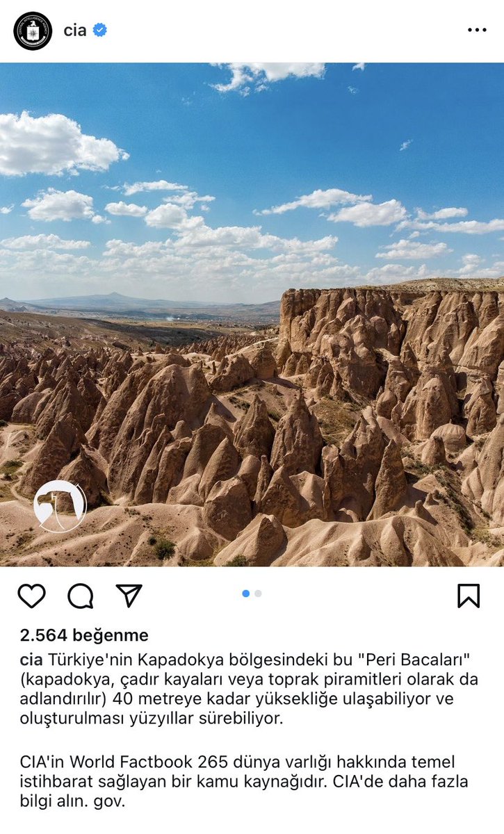 UzmEsraGunes's tweet photo. CIA, İnstagram sayfasında Kapadokya paylaşımı yaptı. Şifreli mesajlar içeriyor. https://t.co/rqVISWuexi