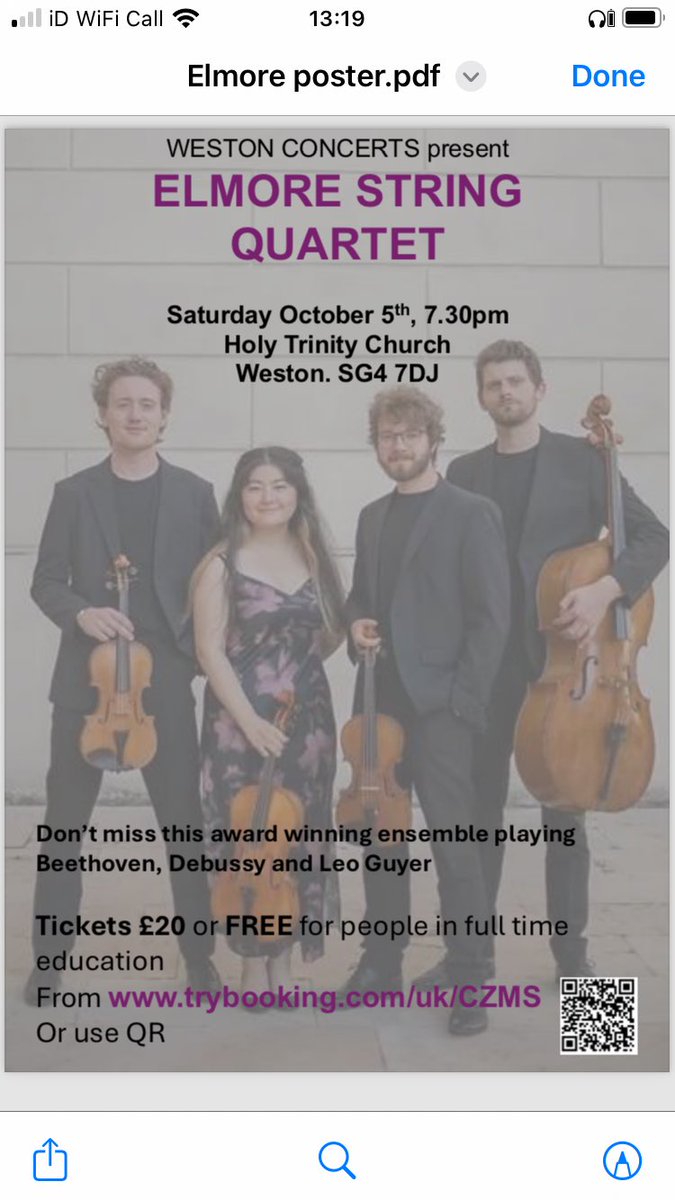 We were sad to miss out on <a href="/LootensLaura/">Laura Lootens</a> so now we look 
forward to welcoming <a href="/ElmoreQuartet/">Elmore Quartet</a> to Weston in October. Tickets on sale now!