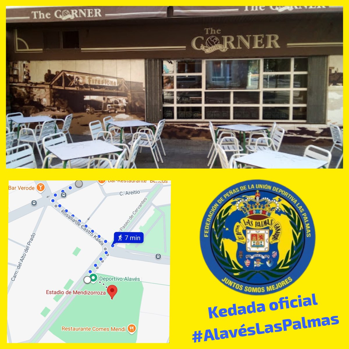 FPUDLP's tweet photo. La afición desplazada tiene un punto de encuentro muy futbolero para la previa en Vitoria Gasteiz: The Corner Tavern, a dos pasos de Mendizorrotza.
¡Vamos Las Palmas!
¡Seguimos sumando!💛💙💛💙
#AlavésLasPalmas 
#KedadaOficial
Ubicación 👇
https://t.co/S8vK1Z3FXb https://t.co/cbQznA3a00