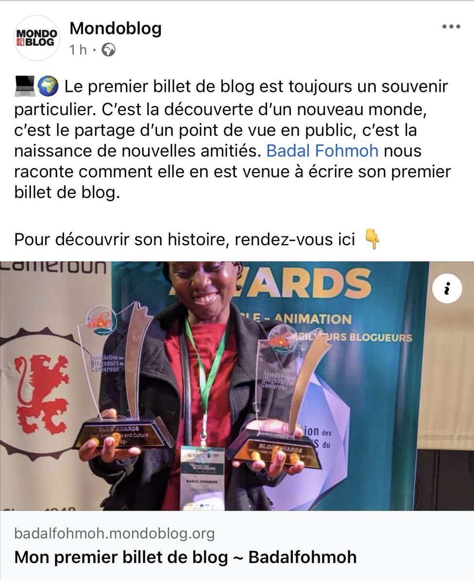 Badalfohmoh7's tweet image. Happy blog day !
(Re) découvrez ma premier fois ici 👇🏿
badalfohmoh.mondoblog.org/mon-premier-bi…

#BlogDay237
#ABCBLOGDAY