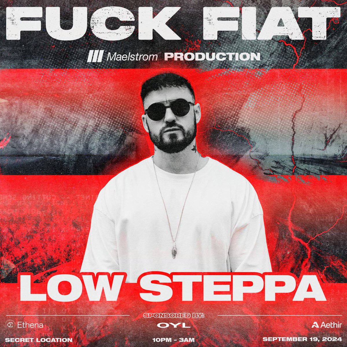 Arthur Hayes (@cryptohayes) on Twitter photo Let's fucking dance? <a href="/MaelstromFund/">Maelstrom</a> presents "Fuck Fiat" our #TOKEN2049 Rave on Thur Sept 19th! House legend <a href="/Lowsteppa/">LOW STEPPA</a> is our headliner supported by my boy IG: dj_peacho. Degens say thanks to our sponsors <a href="/ethena_labs/">Ethena Labs</a> <a href="/oylwallet/">Oyl | Building Alkanes</a> <a href="/AethirCloud/">Aethir</a>.
Register: rb.gy/rme6xq Let's fucking dance? <a href="/MaelstromFund/">Maelstrom</a> presents "Fuck Fiat" our #TOKEN2049 Rave on Thur Sept 19th! House legend <a href="/Lowsteppa/">LOW STEPPA</a> is our headliner supported by my boy IG: dj_peacho. Degens say thanks to our sponsors <a href="/ethena_labs/">Ethena Labs</a> <a href="/oylwallet/">Oyl | Building Alkanes</a> <a href="/AethirCloud/">Aethir</a>.
Register: rb.gy/rme6xq