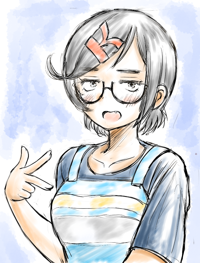 「昨夜フォロワーさんと話してたら「ジト目地味子には眼鏡と八重歯は必須だと思うんです」|いさかこうじのイラスト