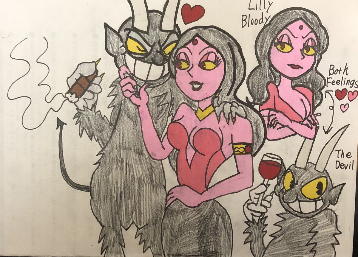 Pilma1586041's tweet image. #cupheadoc #renewthecupheadshow #cupheadthedevil 
👿🔱🖤🩷
This first Game Devil and Lilly's love couple art💕Two demons love each other❤︎ Please stan this devilish and evil mature couple!
