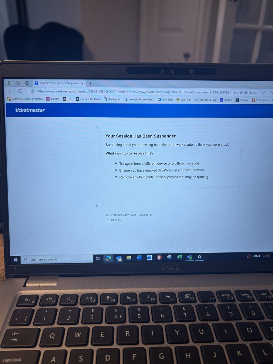 Tom_Chiswell's tweet photo. @TicketmasterCS got through twice and both times kicked out because you said I was a bot. Absolute fucking joke! https://t.co/QsNckDn1fJ