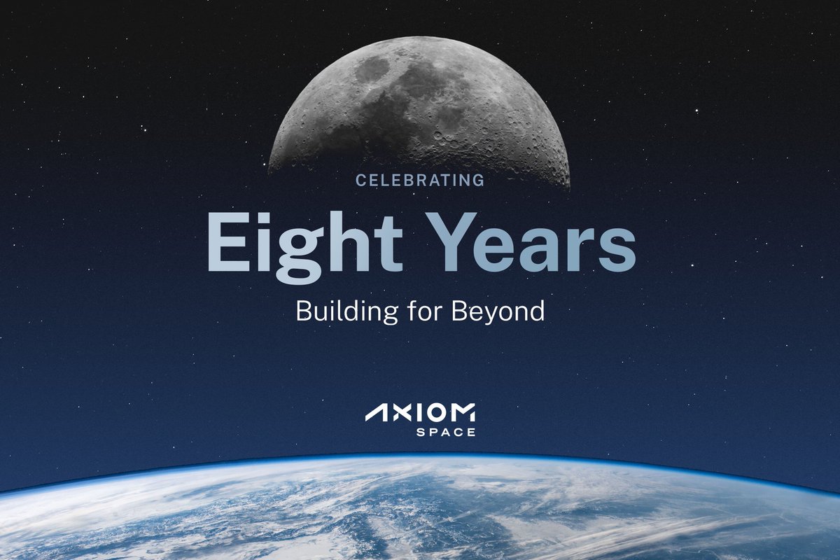 Happy Birthday to Axiom Space! We've spent eight years pushing the boundaries of science &amp; tech, orchestrating four private astronaut missions, developing the next-gen spacesuit, and constructing the world's first commercial space station. We’re excited for the future as we