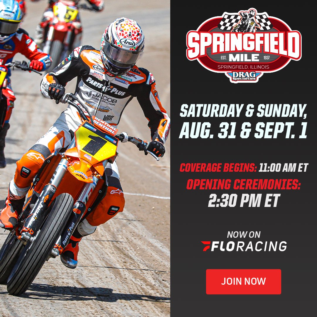 Big weekend ahead. Ready for it! 

flosports.link/2024aft

<a href="/AmericanFlatTrk/">American Flat Track</a> <a href="/FloRacing/">FloRacing</a> 
#ProgressiveAFT #springfieldmile