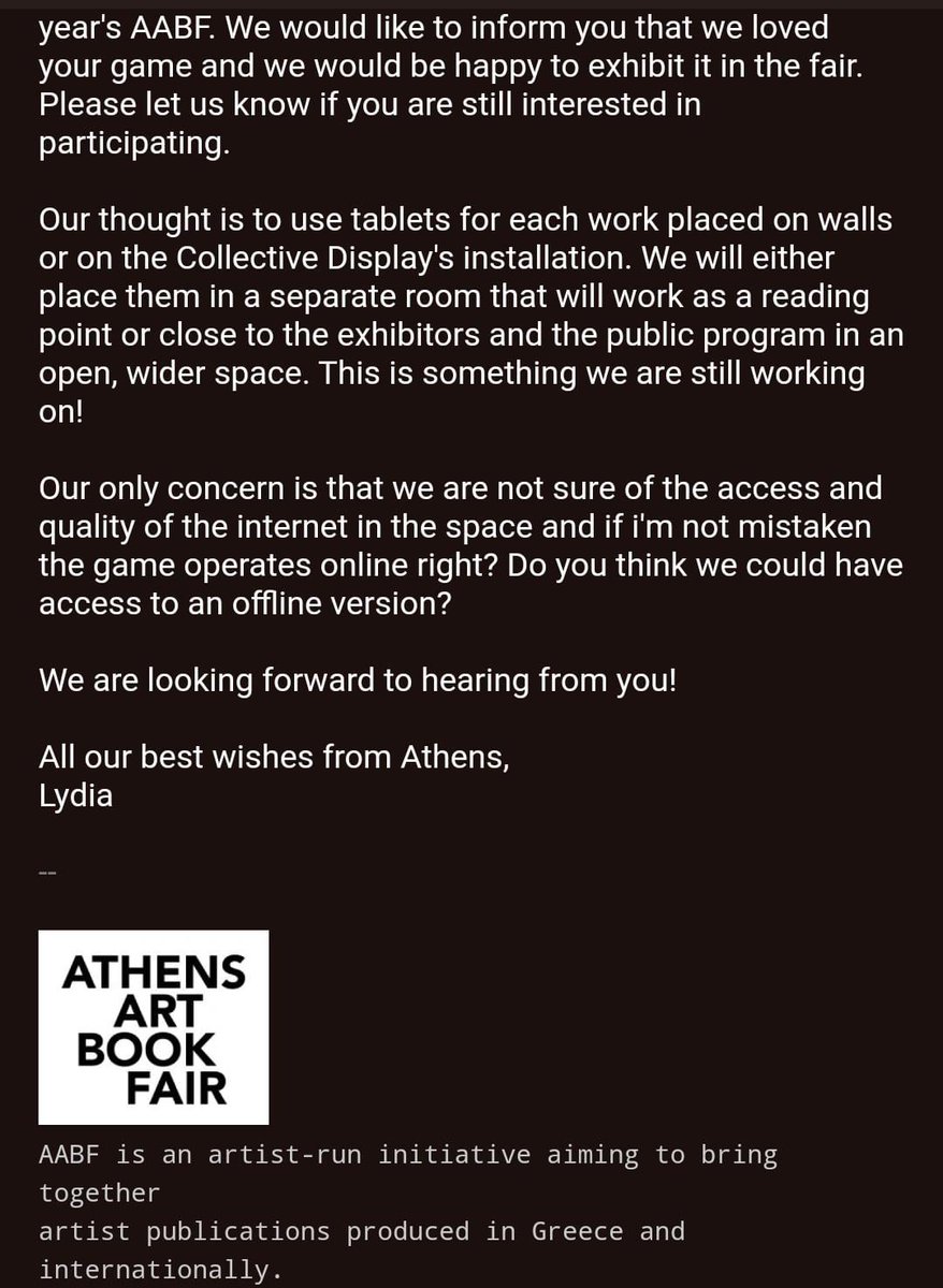 Contenta de esta bonita noticia mi fanzine transmedia "Gamebook sobre edicion artesanal &amp; electrónica" estará en la exhibición digital del Athens Art Book Fair 💖