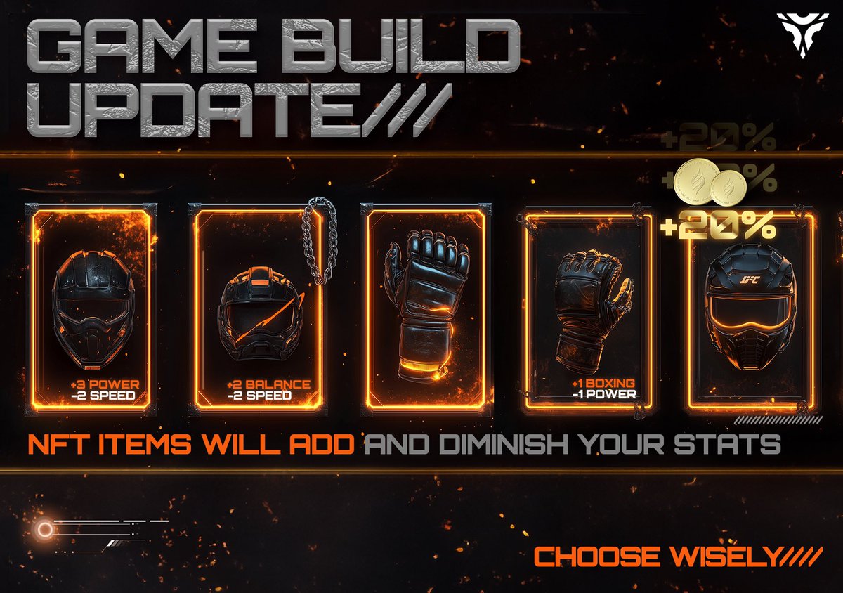 VFLGame's tweet image. Another cool feature coming to phase 2 is NFT item perks… 
Buy that rare helmet or glove and boost your fighters stats immediately or sell on the secondary market for something else! 

Make the perfect fighter build!
@VulcanForged #gamebuild #update #fight #pyr #crypto