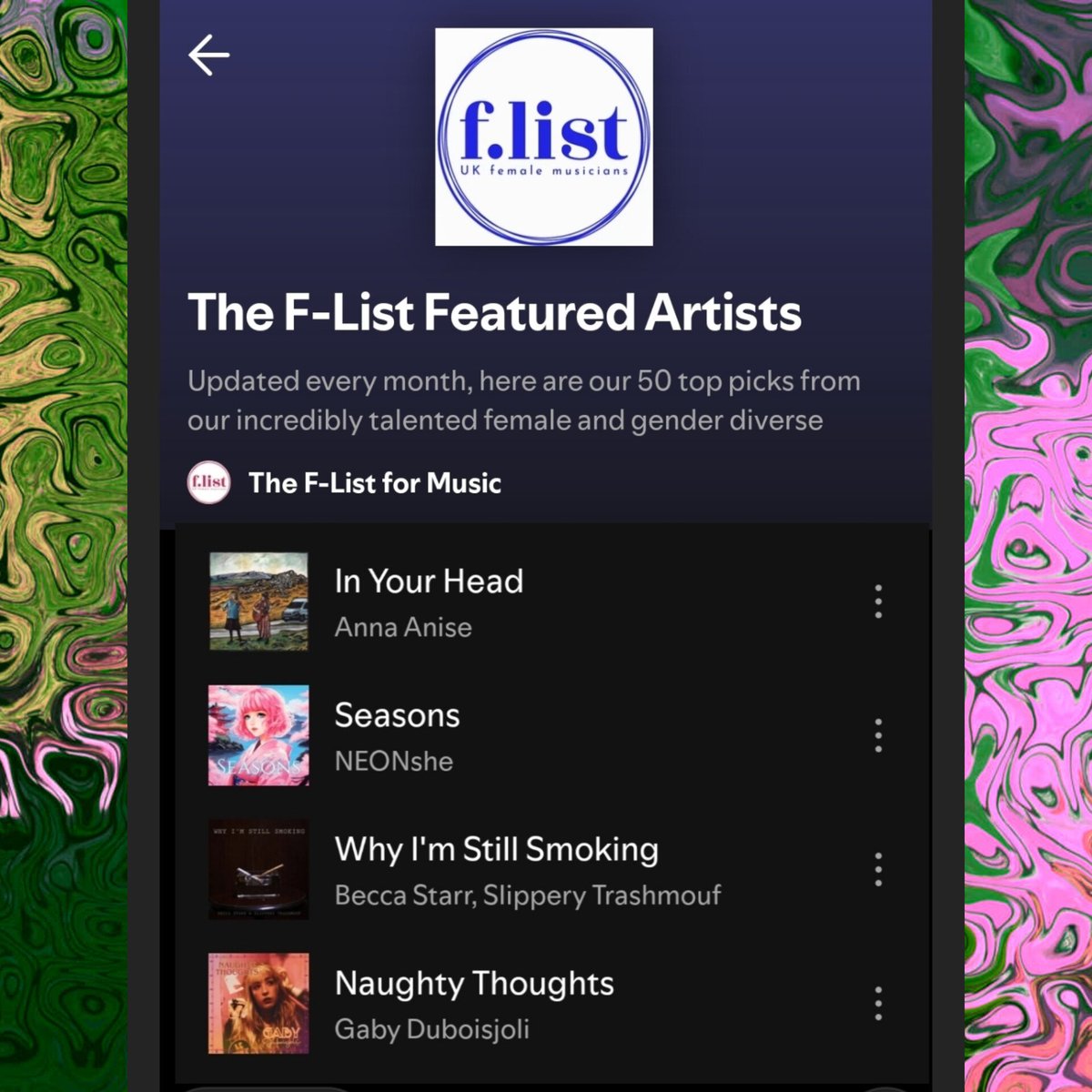 Hel Rowell (@helsmedia) on Twitter photo NEW TRACKS! Hi everyone please head to the <a href="/theflistmusic/">The F-List for Music</a> F-List Featured Artist Playlist on Spotify to listen to these very cool new songs!
.
open.spotify.com/playlist/6aphB…
.
#femaleartist #femalesinger #genderdiverse #flist #newmusic #music #playlist NEW TRACKS! Hi everyone please head to the <a href="/theflistmusic/">The F-List for Music</a> F-List Featured Artist Playlist on Spotify to listen to these very cool new songs!
.
open.spotify.com/playlist/6aphB…
.
#femaleartist #femalesinger #genderdiverse #flist #newmusic #music #playlist