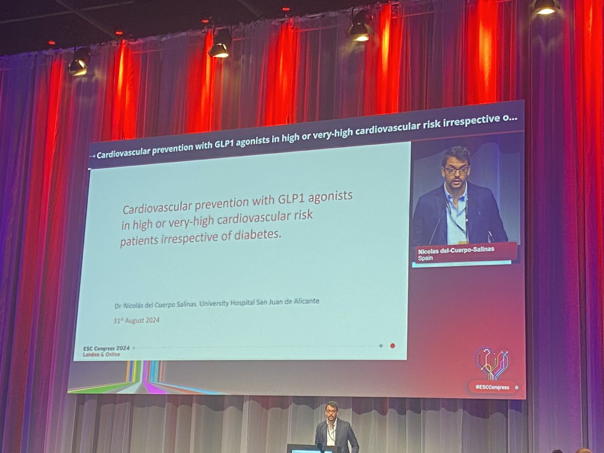 Menudo orgullo <a href="/secardiologia/">Soc Esp Cardiología</a> 🇪🇸 <a href="/preventiva_SEC/">Cardiología Preventiva</a> 

Nicolás presentando los resultados del metaanálisis #arGLP1 #ESC2024 #ESCCongress  👌👏