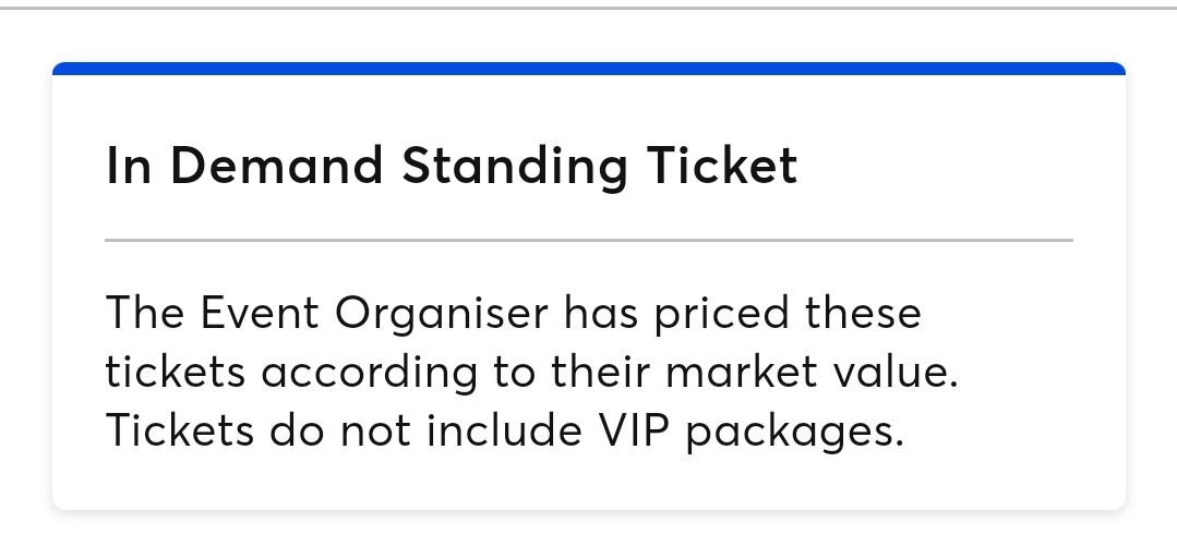 "In demand standing ticket" is just a standard standing ticket except double the price.

No difference between Ticketmaster and touts.

#OasisDublin