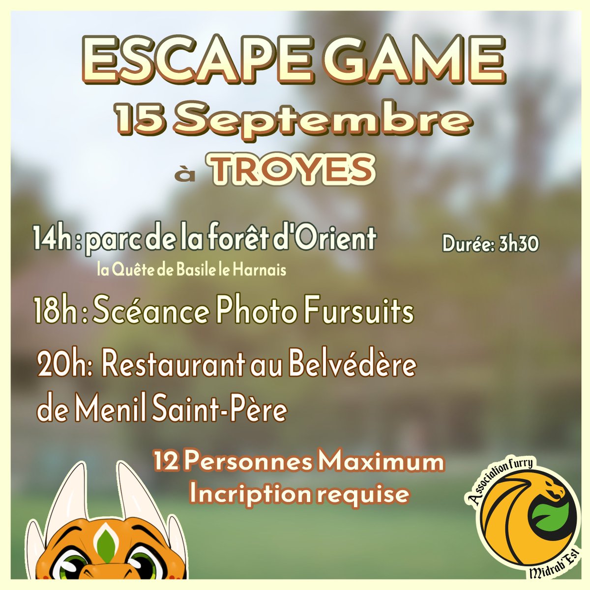 Midrabest's tweet photo. Noble téméraire... L'aventure nous appelle... 

Inscris-toi via le lien en dessous pour en savoir plus sur ta quête puis rends toi devant la Maison du Parc de la Forêt d'Orient Dimanche 15 Septembre à 14H pour retrouver ta guilde... (coordonnées GPS : 48.288522,4.391477) https://t.co/yGXC1ZHCJA
