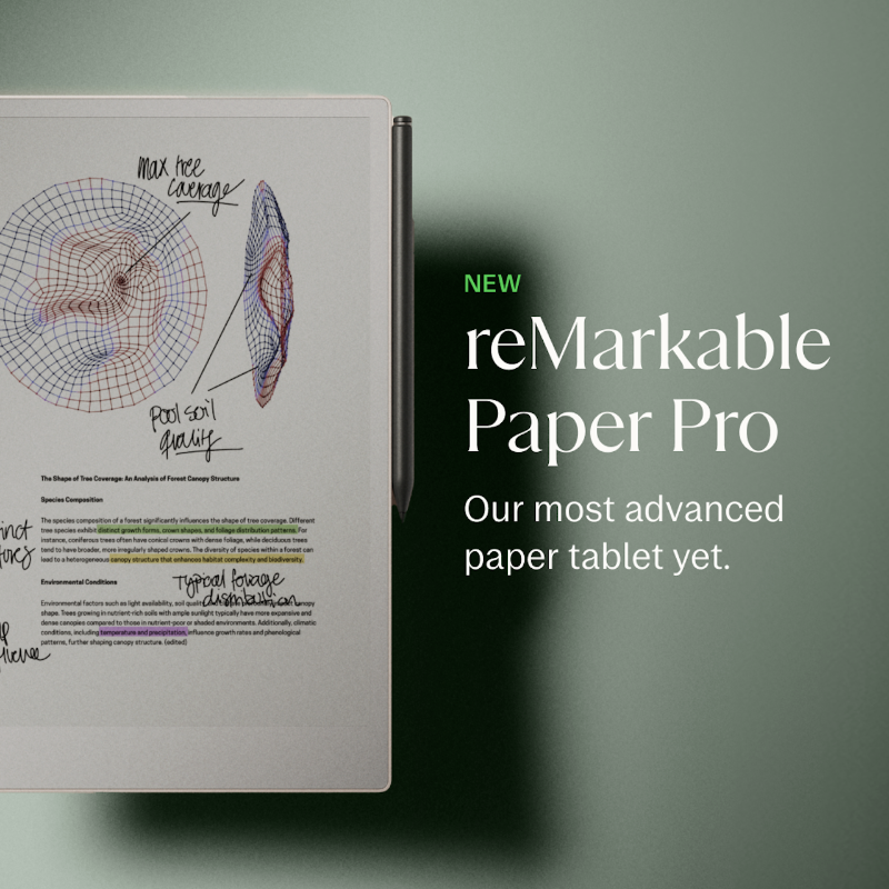 remarkablepaper's tweet photo. Paper-thin, paper-like, and in color. reMarkable Paper Pro.