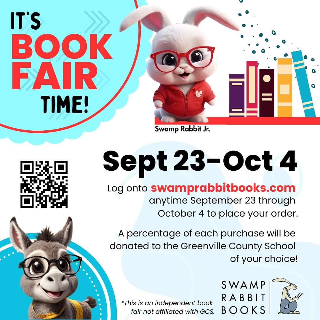 Swamp Rabbit Books is physically located in Greenville SC; but, the book fair is online. Please bookmark the dates &amp; RT this flyer.