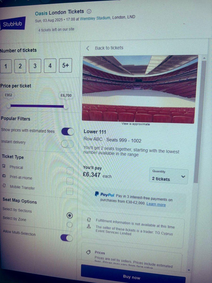 Nathan Sweeney (@nathandsweeney) on Twitter photo Stubhub oasis tickets, surely you would just cancel and refund the tickets as per your own policies they are not being resold at face value, you know the dates, gig etc it won’t be hard to do….
<a href="/TicketmasterUK/">ticketmasteruk</a> Stubhub oasis tickets, surely you would just cancel and refund the tickets as per your own policies they are not being resold at face value, you know the dates, gig etc it won’t be hard to do….
<a href="/TicketmasterUK/">ticketmasteruk</a>