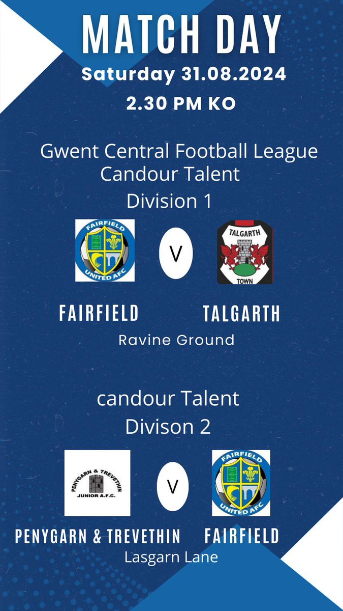 Fairfield United (@fairfieldutd) on Twitter photo 📣Here it is! The start of the season.📣
Both teams start with tough games today against <a href="/TalgarthtownFc1/">Talgarth Town FC</a> and <a href="/GarnTrevethinFC/">Penygarn & Trevethin FC est2024</a>. Good luck to all teams involved, finally footballs back🤩 📣Here it is! The start of the season.📣
Both teams start with tough games today against <a href="/TalgarthtownFc1/">Talgarth Town FC</a> and <a href="/GarnTrevethinFC/">Penygarn & Trevethin FC est2024</a>. Good luck to all teams involved, finally footballs back🤩