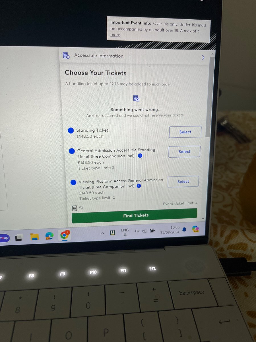 rachakel's tweet photo. @TicketmasterUK have been getting this same message for 20 minutes no matter which option I choose? https://t.co/ZTC4Sv45BG