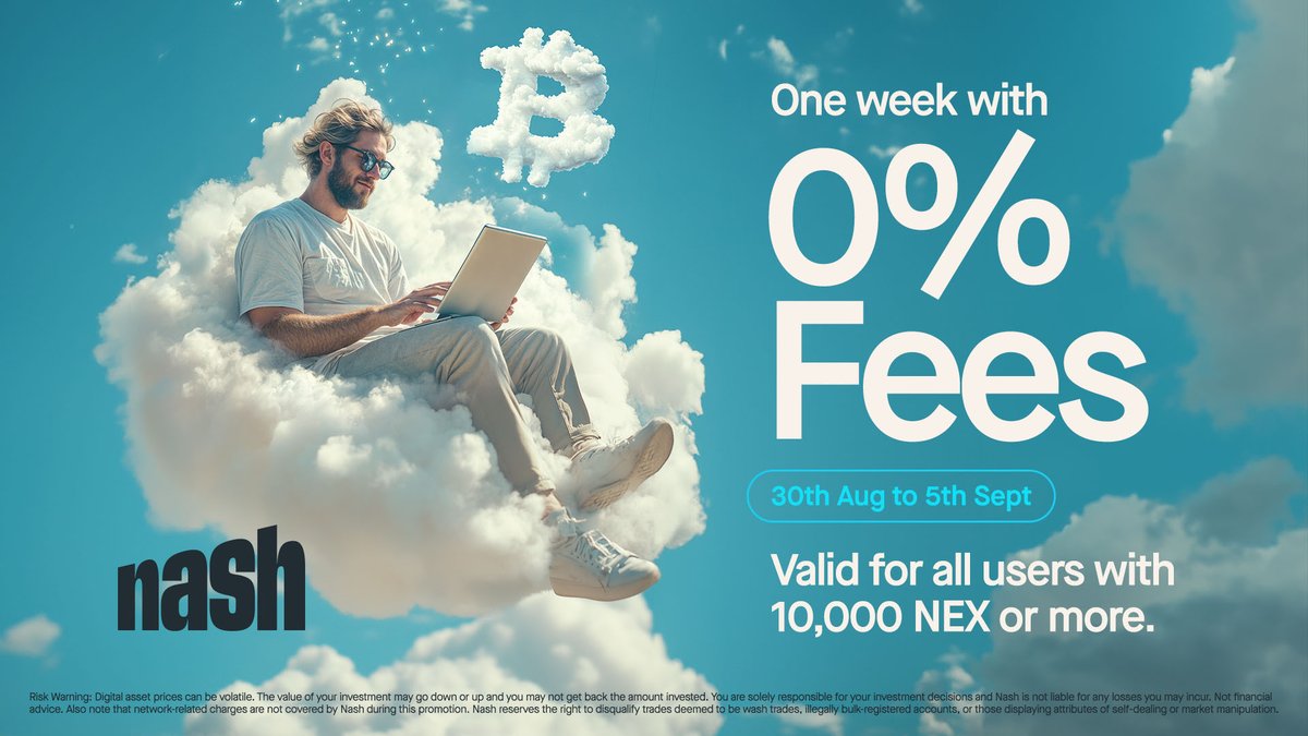 nashsocial's tweet image. You can now buy or sell any crypto asset on Nash with €0 fees 🚀🪙

This campaign begins on the 30th of August and ends on the 5th of September. It is open to all Nash users with 10,000 NEX or more.