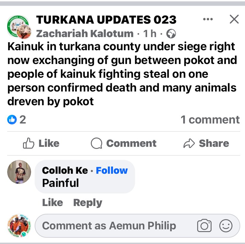 Philip Ebei Aemun, MSc., MKMS,CMEPro (@philipaemun) on Twitter photo Some parts of Kenya are inhabitable. Pokot bandits are at it again, killing innocent Turkana & stealing their livestock assets in Kainuk town, TS. CS Interior, pls arrest this problem once & for all.
<a href="/KindikiKithure/">Kithure Kindiki</a> <a href="/StateHouseKenya/">State House Kenya</a>
<a href="/NPSOfficial_KE/">National Police Service-Kenya</a>
<a href="/JamesLokwale/">James Lokwale, FKIB</a> <a href="/peter_lolem/">Peter Lolem</a> Some parts of Kenya are inhabitable. Pokot bandits are at it again, killing innocent Turkana & stealing their livestock assets in Kainuk town, TS. CS Interior, pls arrest this problem once & for all.
<a href="/KindikiKithure/">Kithure Kindiki</a> <a href="/StateHouseKenya/">State House Kenya</a>
<a href="/NPSOfficial_KE/">National Police Service-Kenya</a>
<a href="/JamesLokwale/">James Lokwale, FKIB</a> <a href="/peter_lolem/">Peter Lolem</a>