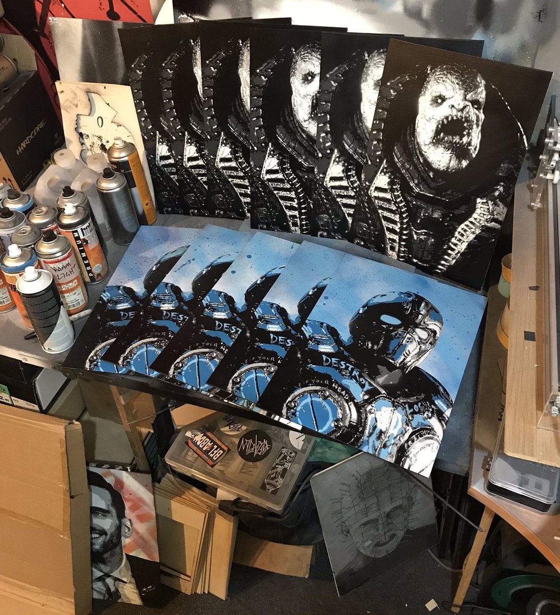 Bfl_Abdn's tweet image. Yesterday was a busy day! All 6 layer stencil, spraypaint on canvas board. Fire me a DM for details if interested in getting your hands on one! Also, I see a @Falloutt hiding in the corner! #generalraam #claytoncarmine #spraypaint #stencilart