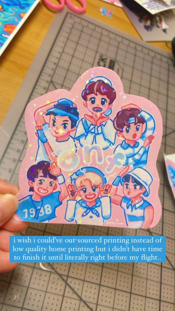 rolilomi's tweet photo. last min concert freebies 🎀 idk how you guys hand laminate your stickers this is so hard https://t.co/IiedXIG0YD