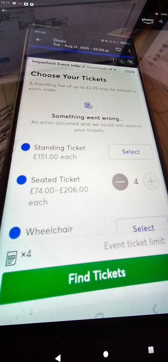 Conjasnat3's tweet photo. Shambles @Ticketmaster no combinations available &amp; you're still saying available 🤬 https://t.co/H210hK4frO