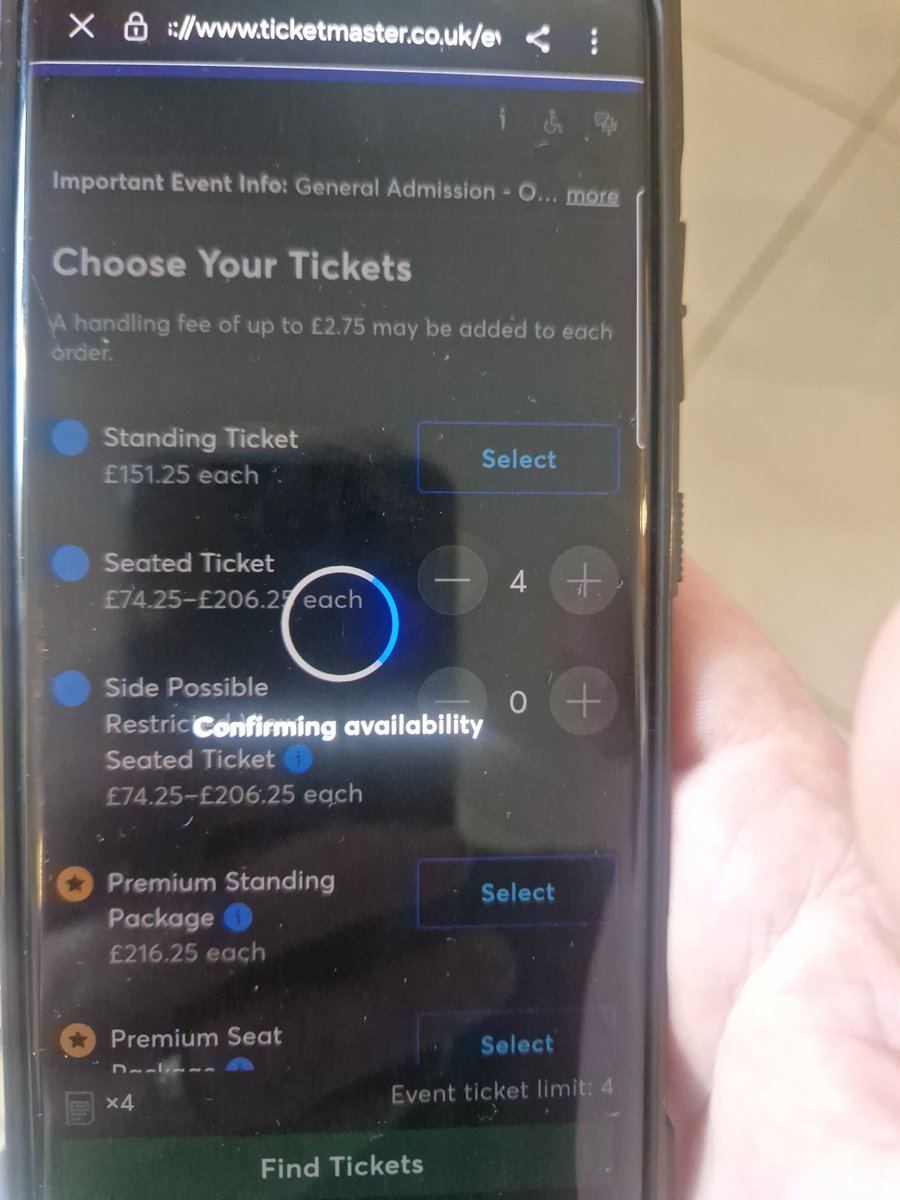 darhanney's tweet photo. @asgy1990 @welshmantweets @TicketmasterUK Stuck on this screen 35 mins ticketmaster a joke https://t.co/jXyfkmXU2Y