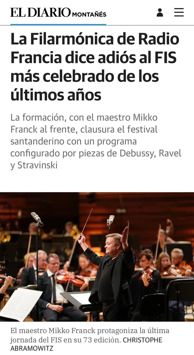 FestSantander's tweet photo. 📰 Un programa sinfónico de primera magnitud para despedir el 73.º FIS: la Orchestre Philharmonique de Radio France, Mikko Franck y Sol Gabetta unen fuerzas esta tarde en la Sala Argenta. Jornada patrocinada por @SantanderFund : https://t.co/0Iu1aMLcAX
#73FIS @CosmeMarina https://t.co/6IPRZSFkOU