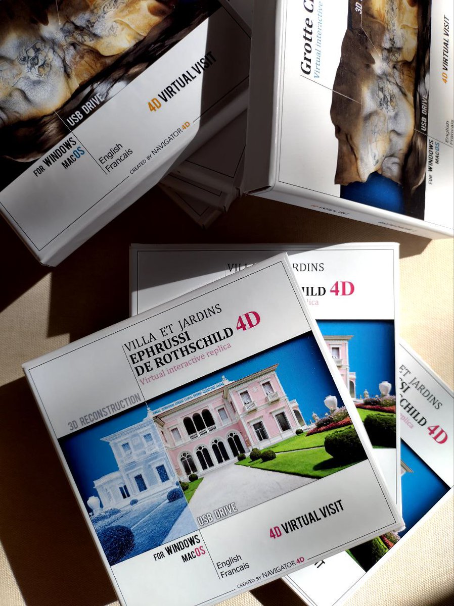 Navigator4D's tweet image. First party of the new cartone boxes finally printed! &quot;Grotte Chauvet 2 4D&quot; and &quot;Villa et Gardins Ephrussi de Rothschild&quot; already on the road to France for starting of sales soon! For online buying and downloading please go to out online store:  shop.museum4d.com
