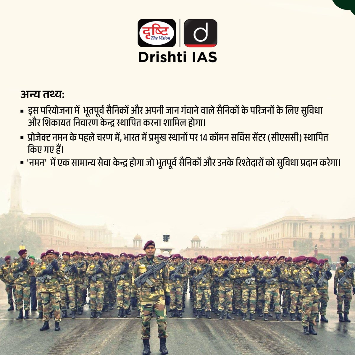drishtiias's tweet photo. भारतीय सेना ने किया ‘प्रोजेक्ट नमन’ का शुभारंभ...
.
#ProjectNaman #Naman #IndianArmy #Army #FormerServiceman #MartyredSoldiers #InNews #CurrentNews #DrishtiIAS #DrishtiPCS https://t.co/nW6HpResxl