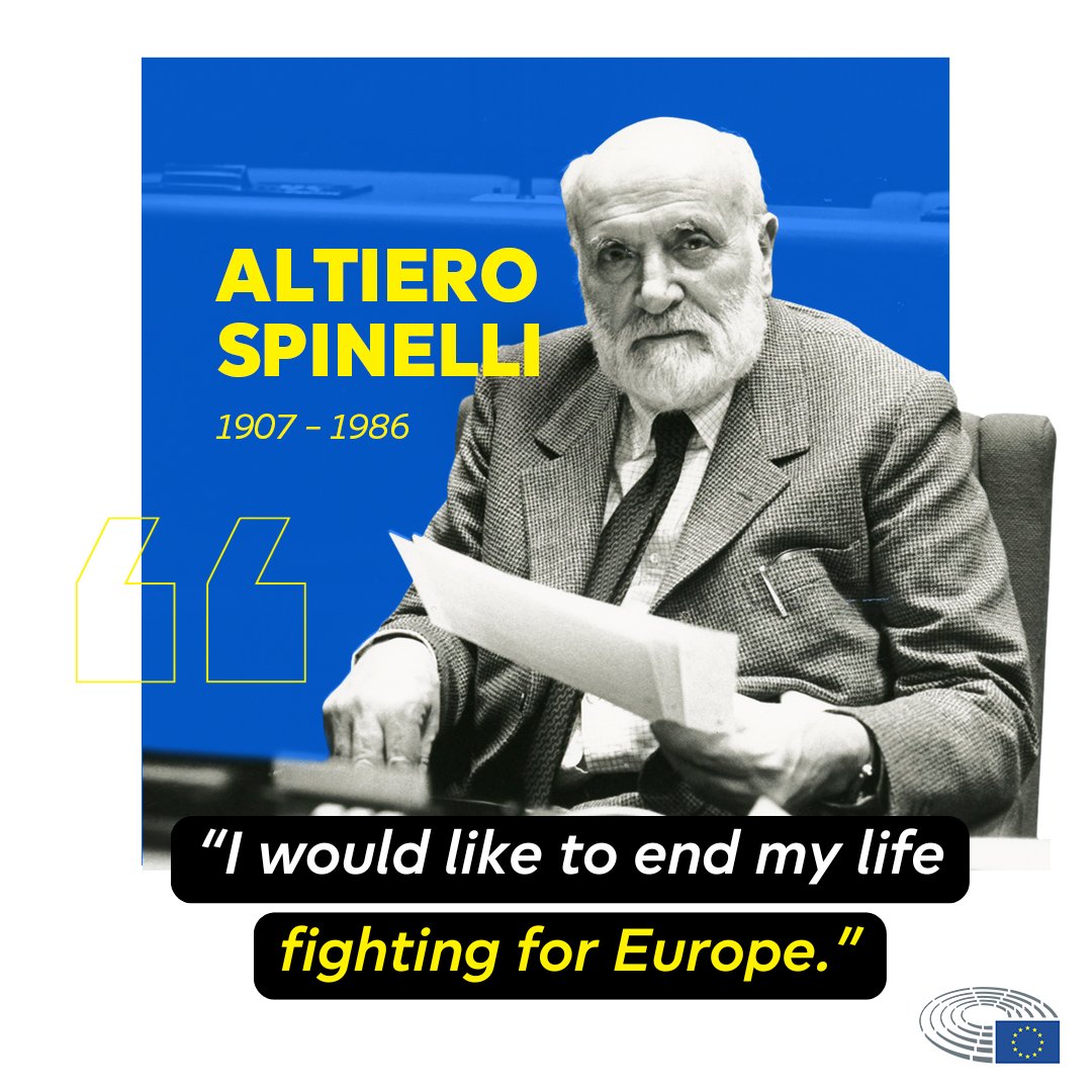 Today we remember Altiero Spinelli, born on this day in 1907.

He dedicated his political career to the idea of a free and united Europe.

In 1984 the Parliament adopted a plan named after him which provided an inspiration for the creation of the EU and the European citizenship.