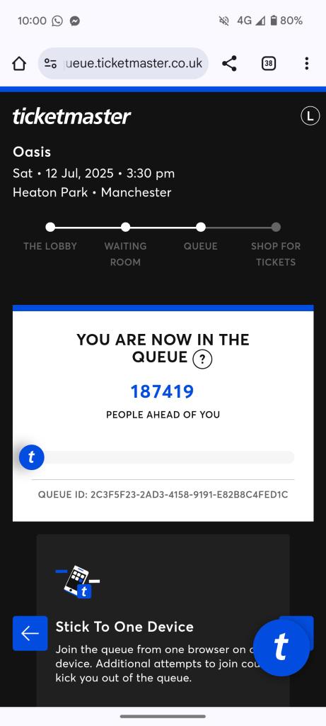 Lee_RSa's tweet photo. Lovely morning spent doing this @TicketmasterUK... A story in 3 parts. Needless to say we didn't get tickets for @oasis https://t.co/nMAR2Zeroo