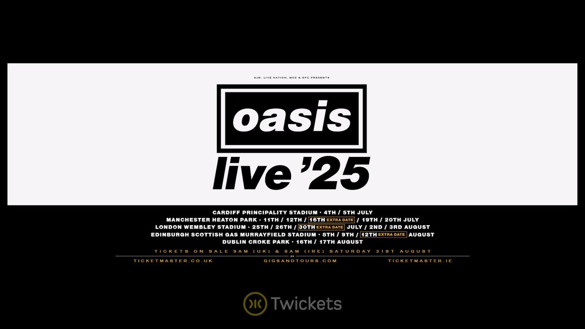 🚨 If you haven’t secured <a href="/oasis/">Oasis</a> tickets then don’t panic, and certainly don’t buy on unofficial sites such as Viagogo &amp; StubHub as these tickets will be cancelled. 

Twickets will have tickets available soon. Register to receive our newsletter and we’ll let you know.