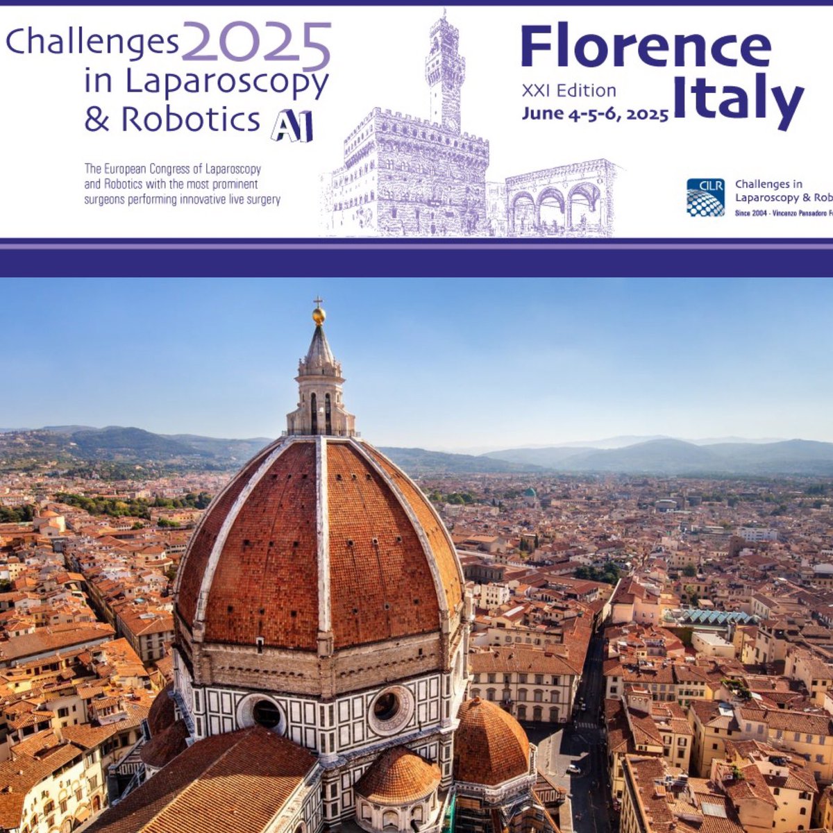 Join us in Florence for the 20+1 edition of #CILR
Discover the latest advancements in laparoscopic and robotic urological surgery, and witness the cutting-edge developments in telesurgery. All this, set against the stunning backdrop of one of the world's most beautiful cities.