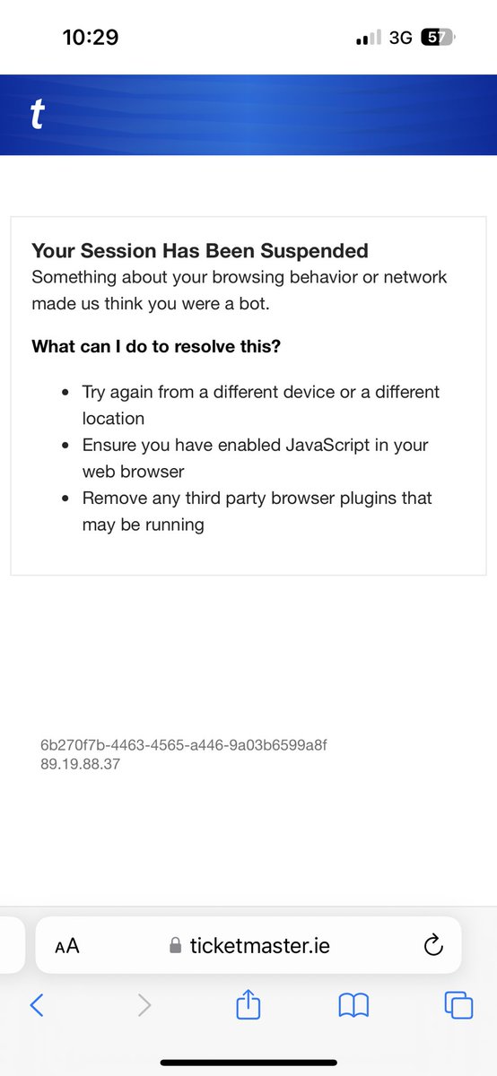 AimeeCKing's tweet photo. @TMIrelandHelp Using one device, one tab and was told I’m a ‘bot’. Now I can’t get back in. I’ve cleared cache etc. Bring back the old system https://t.co/tuTAHbywqp