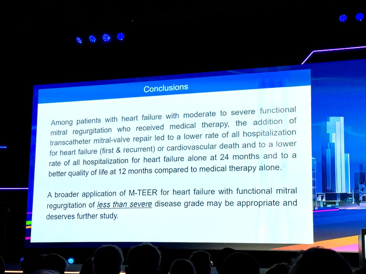 Another positive signal for the use of TEER in FMR. It should be probably be considered early in this population alongside medications 
#ESC2024 #RESHAPEHF2