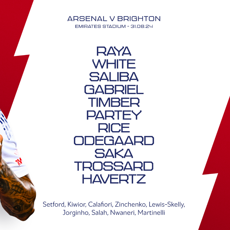 Arsenal's tweet photo. 🔴 𝗧𝗘𝗔𝗠𝙉𝙀𝙒𝙎 ⚪️

One change from last time out - Trossard replaces Martinelli

Let's keep this momentum going, Gunners ✊