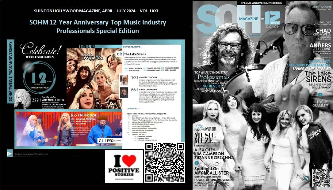 SOHM July 2024: 12th Anniversary Special Edition / Top Music Industry Professionals
Direct link: shineonhollywoodmagazine.com/shine12annivju…😀