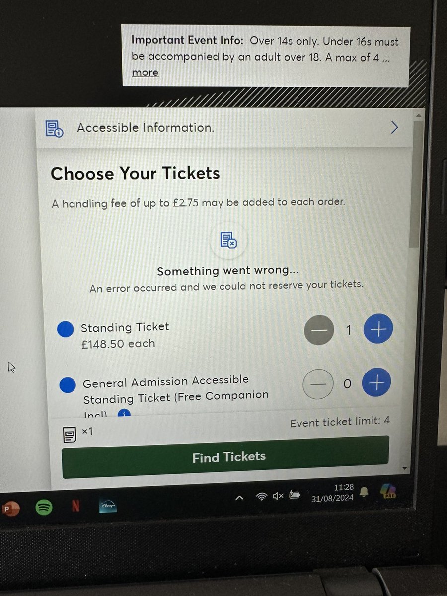 Queued for hours, finally got through and this is what I get every time I search for tickets. Thank you <a href="/TicketmasterUK/">ticketmasteruk</a>