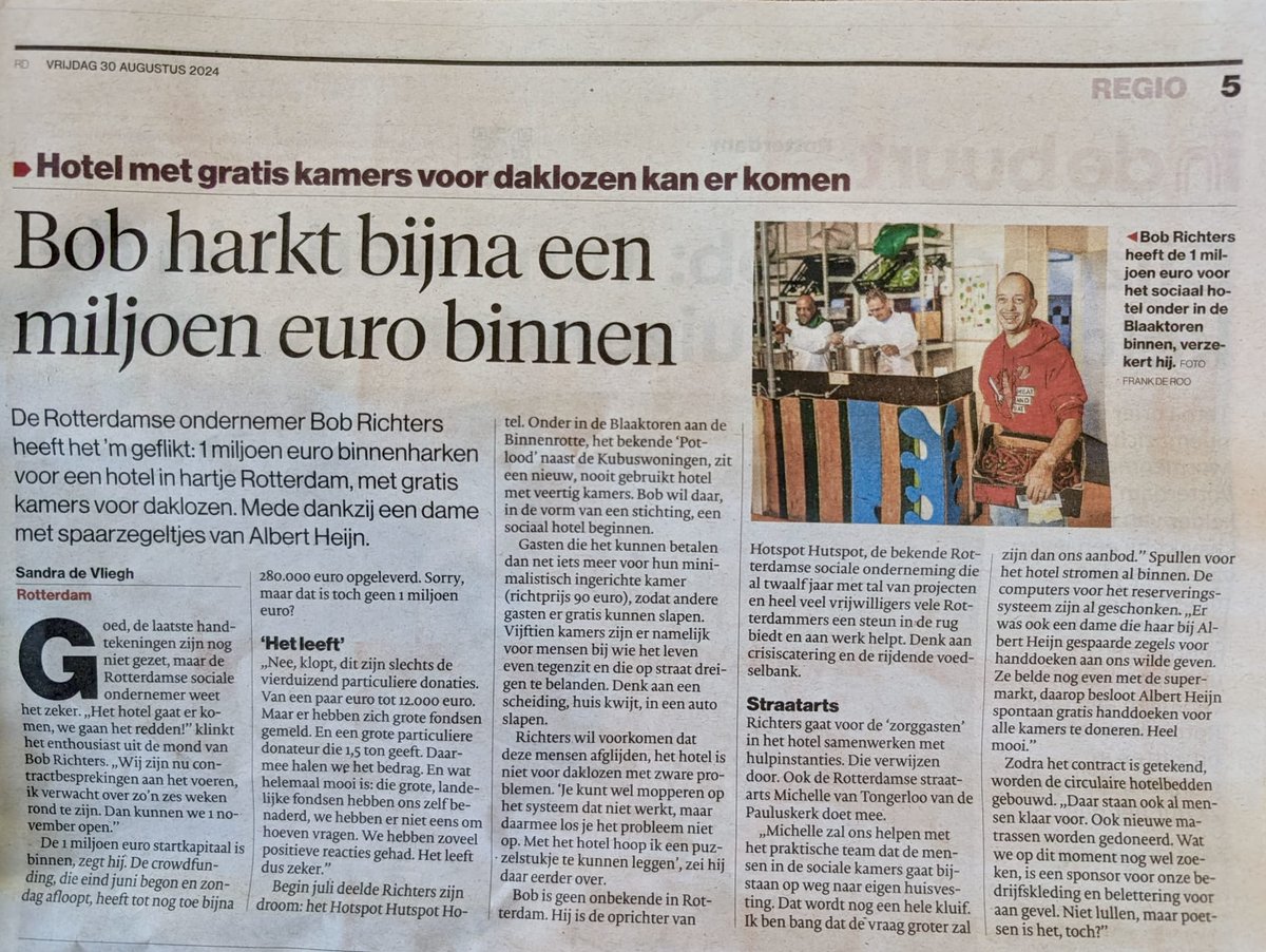 zullen we met zn allen de crowdfunding nog ff naar 3 ton tikken? dan blijven wij ondertussen keihard knallen om dit jaar nog open te gaan! 
doneren kan hier: whydonate.com/en/fundraising…

het Algemeen Dagblad artikel vind je ook achter de betaalmuur: ad.nl/rotterdam/van-…