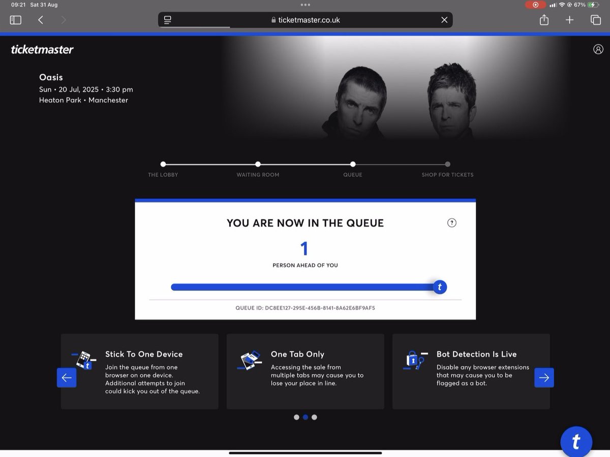 dragonsignite's tweet photo. A short story of how I won’t be going to see Oasis… #Ticketmaster #Oasis25 https://t.co/x8gx29HQd8