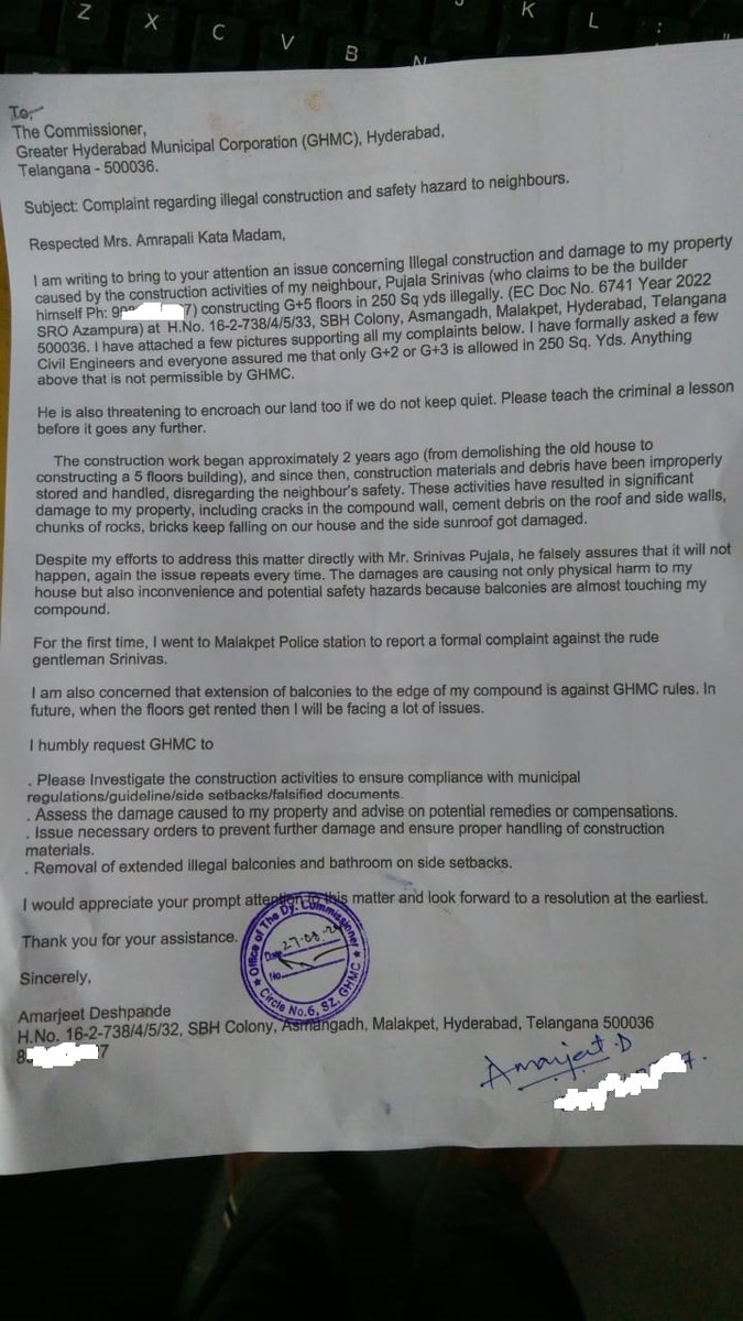 amarjeetdot's tweet photo. @GHMCOnline @acp__6 @MalakpetDC Thank you. I have also submitted my complaint in written with GHMC section 6. Dy commissioner. https://t.co/ZTFxHP6SOp