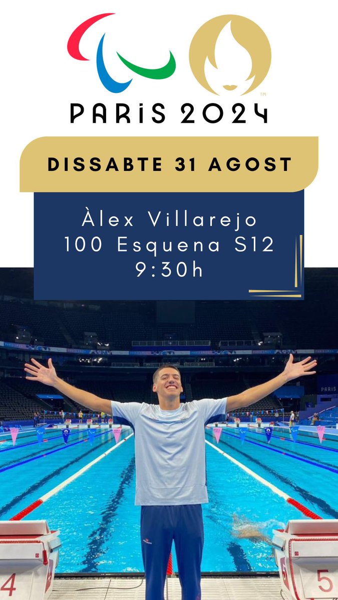 Esta tarde estare en la final de 100 metros espalda S12 de los <a href="/Paralympics/">Paralympic Games</a> <a href="/Paris2024/">Paris 2024</a> 🇫🇷
Nos vemos en <a href="/rtveplay/">RTVE Play</a> a las 17:30