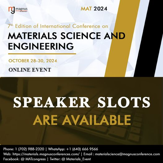Materials_Event's tweet photo. "Unleash your expertise on the global stage! Speaker slots are available for the @Materials_Event. Seize the opportunity to inspire, share knowledge, and be a pivotal part of the future materials
🌐https://t.co/DrihCCjzHO
📲1 (702) 988-2320
☎️+1 (640) 666 9566 https://t.co/iIcqm9EPKX